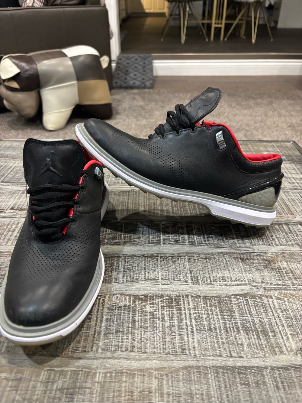 JORDAN ADG 4 Men's Cement Black and Red Tour Edition Soft Spike Golf Shoes!! - Picture 3 of 9